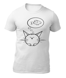 GATO PENSANDO EN PEZ- CAMISETA