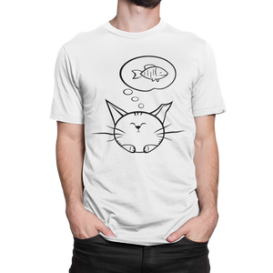 GATO PENSANDO EN PEZ- CAMISETA
