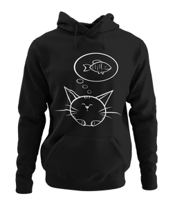 GATO PENSANDO EN PEZ - SUDADERA CON CAPUCHA